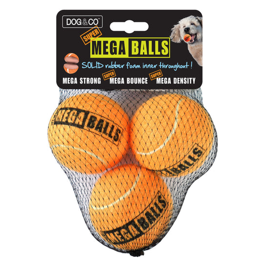 SUPER Mega Balls Orange 3 Pack – Tough Bouncy Dog Balls for Active Play