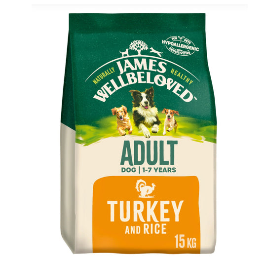 James Wellbeloved Adult Dry Dog Food - Turkey & Rice - 15kg