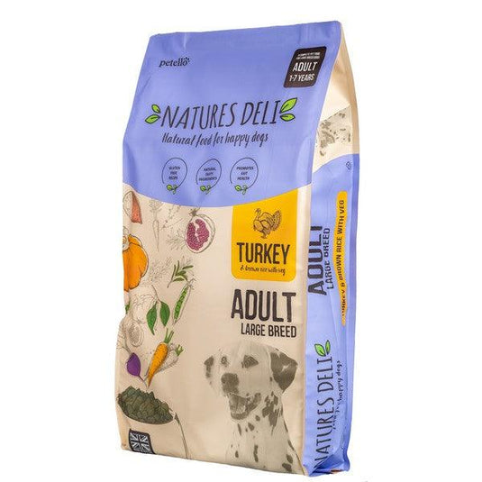 Natures Deli Large Breed Adult Dry Dog Food - Turkey and Brown Rice with Vegetables - 12Kg