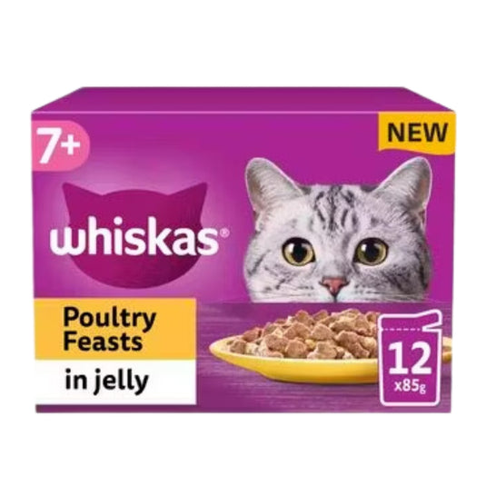 Whiskas 7+ Wet Cat Food Poultry Feasts In Jelly 12 x 85g