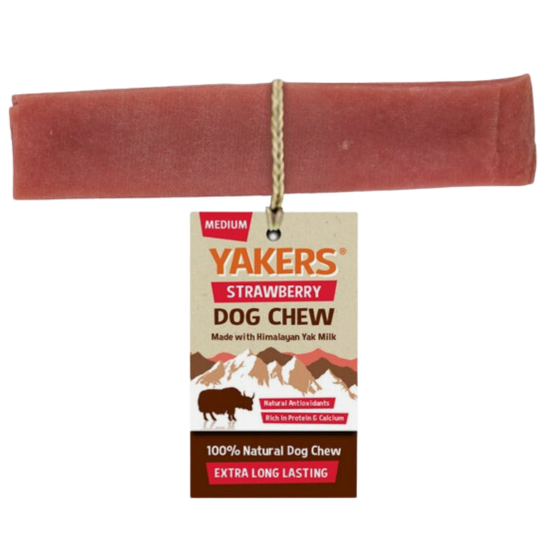 Load image into Gallery viewer, Yakers Strawberry Dog Chew – Natural, Long-Lasting, Himalayan Yak Milk Treat
