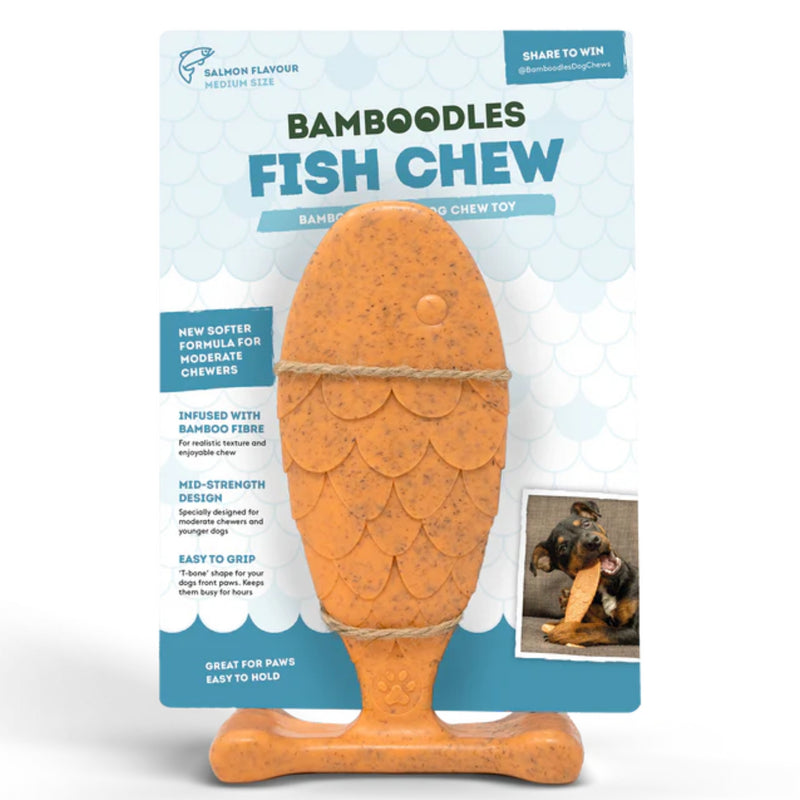 Load image into Gallery viewer, Bamboodles Fish Chew – Bamboo Infused Durable Dog Chew Toy for Strong Chewers, Promotes Dental Health and Reduces Plaque.

