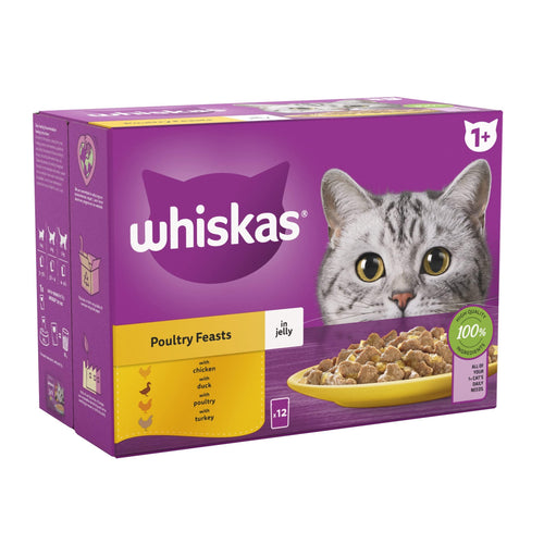 Whiskas 1+ Wet Cat Food Poultry In Jelly 12 x 85g