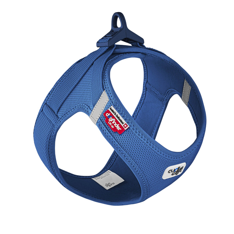 Load image into Gallery viewer, Curli Clasp Air-Mesh Harness in Blue – a lightweight, breathable, and adjustable dog harness designed for comfort and easy leash attachment 
