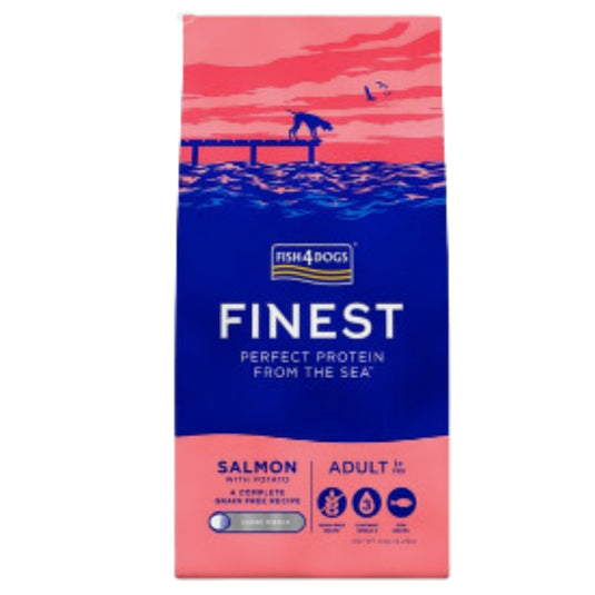 Fish4Dogs Finest Large Kibble Adult Dry Dog Food - Salmon with White Potato - 6Kg