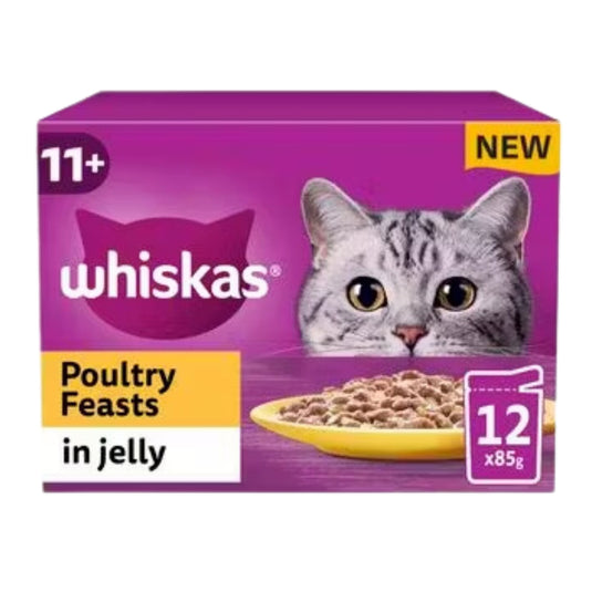 Whiskas 11+ Wet Senior Food Poultry Feasts In Jelly 12 x 85g