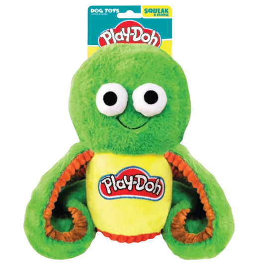 Hasbro Play-Doh Octopus Can Dog Toy – 10-inch plush toy with squeaker & crunchy can texture. Interactive & fun for small to medium dogs