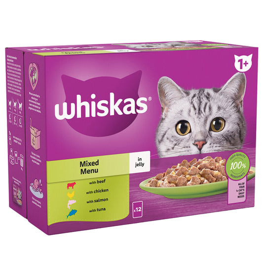 Whiskas 1+ Wet Cat Food Wet Cat Food Mixed Menu In Jelly 12 x 85g