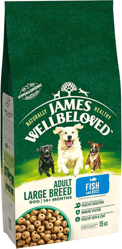 James Wellbeloved Large Adult Dry Dog Food - Fish & Rice - 15kg