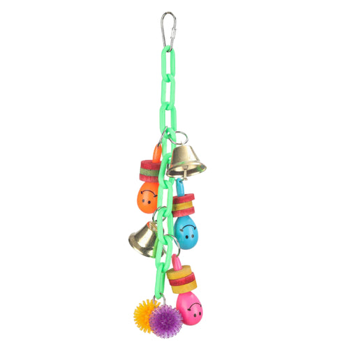 Happy Rattle Dangler – A colourful, interactive bird toy with rattling elements for engagement and enrichment.