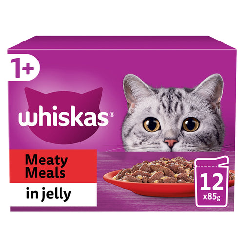 Whiskas 1+ Wet Cat Food Meaty Meals In Jelly 12 x 85g