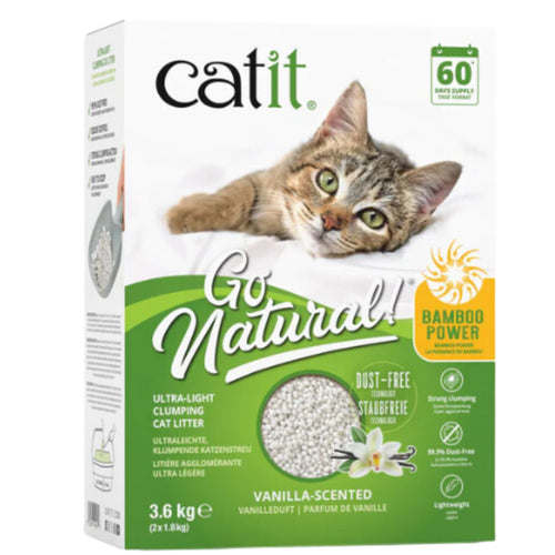 Catit Go Natural Bamboo Power Cat Litter - vanilla-Scented - 3.6Kg