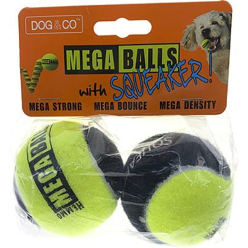 Mega Balls 2.5-Inch Squeaker Balls – High-Bounce Durable Dog Toys (Pack of 2)