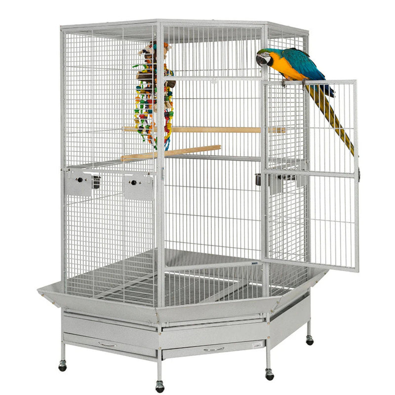 Load image into Gallery viewer, Raleigh Bird Cage – Large, heavy-duty bird cage for parrots, African greys, and macaws. Features strong metal bars, deep pull-out tray, and secure access doors.
