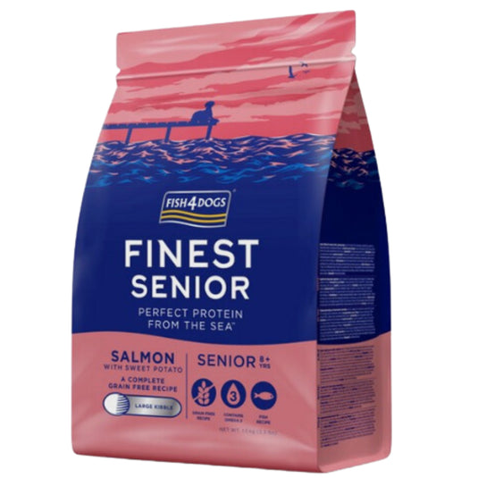 Fish4Dogs Finest Large Kibble Senior Dry Dog Food - Salmon with Sweet Potato - 1.5Kg