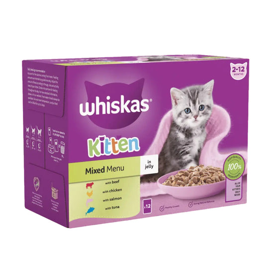 Whiskas Wet Kitten Food Mixed Menu In Jelly 12 x 85g