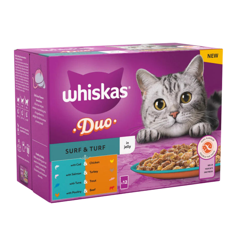 Load image into Gallery viewer, Whiskas Wet Cat Food Duo Surf &amp; Turf In Jelly
