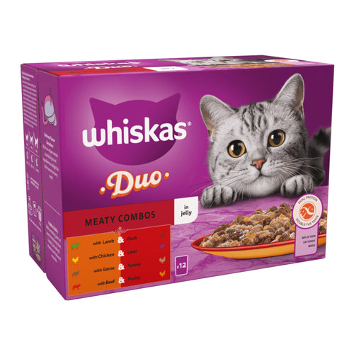 Whiskas Wet Cat Food Duo Meaty in Jelly 12 x 85g