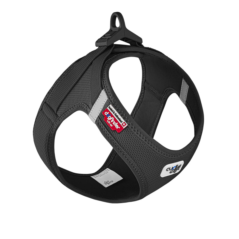 Load image into Gallery viewer, Curli Clasp Air-Mesh Dog Harness in black, showcasing breathable fabric and innovative clasp system.
