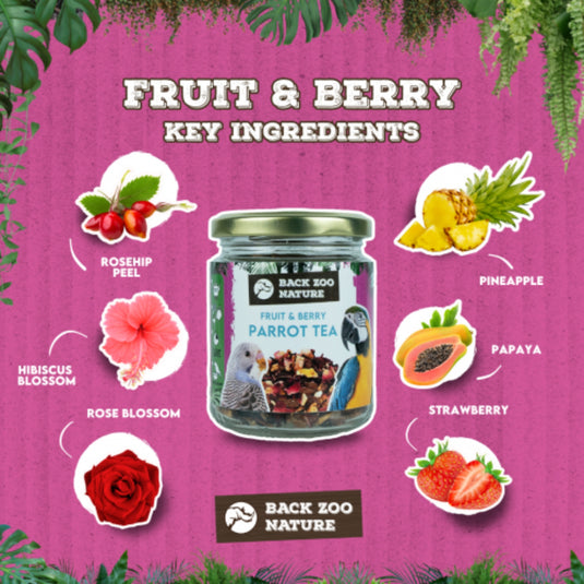 Back Zoo Nature Parrot Fruit & Berry Tea – 65 g Herbal Infusion for Hydration & Enrichment