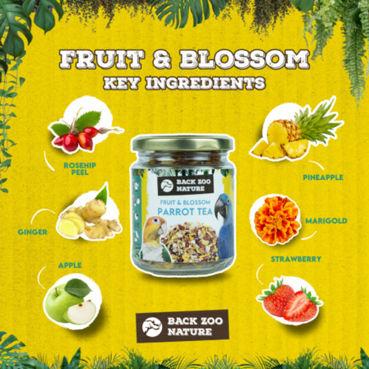 Back Zoo Nature Parrot Fruit & Blossom Tea – Fruity Floral Herbal Infusion for Parrots (80 g)