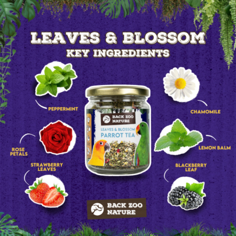 Load image into Gallery viewer, Back Zoo Nature Parrot Leaves &amp; Blossom Tea – Calming Herbal Infusion for Parrots &amp; Parakeets (35 g)

