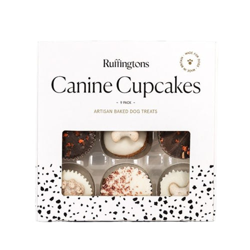 Ruffingtons Canine Cupcakes 9‑pack – mini cupcakes with yoghurt icing, bone toppers, carrot & cranberry sprinkles for dogs