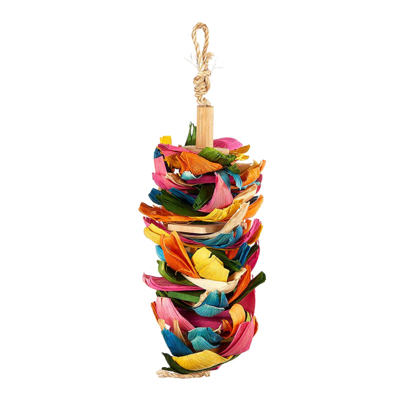 Load image into Gallery viewer, Silk Cascade Piñata – Elegant bird toy with flowing silk ribbons, designed for foraging, chewing, and interactive play for small to medium birds.
