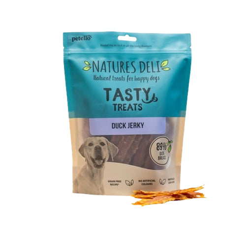 Nature’s Deli Duck Jerky 500g – natural, grain-free, high-protein dog treat made with real duck.